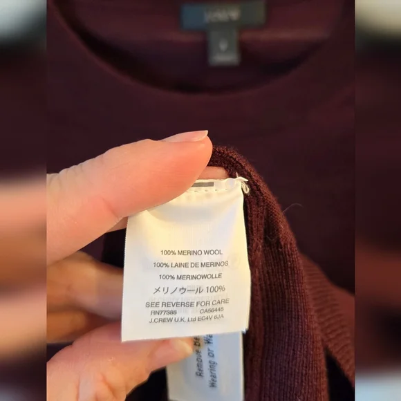 J. Crew Women's Merino Wool Wine Colored Crewneck Pullover - Picture 3 of 4